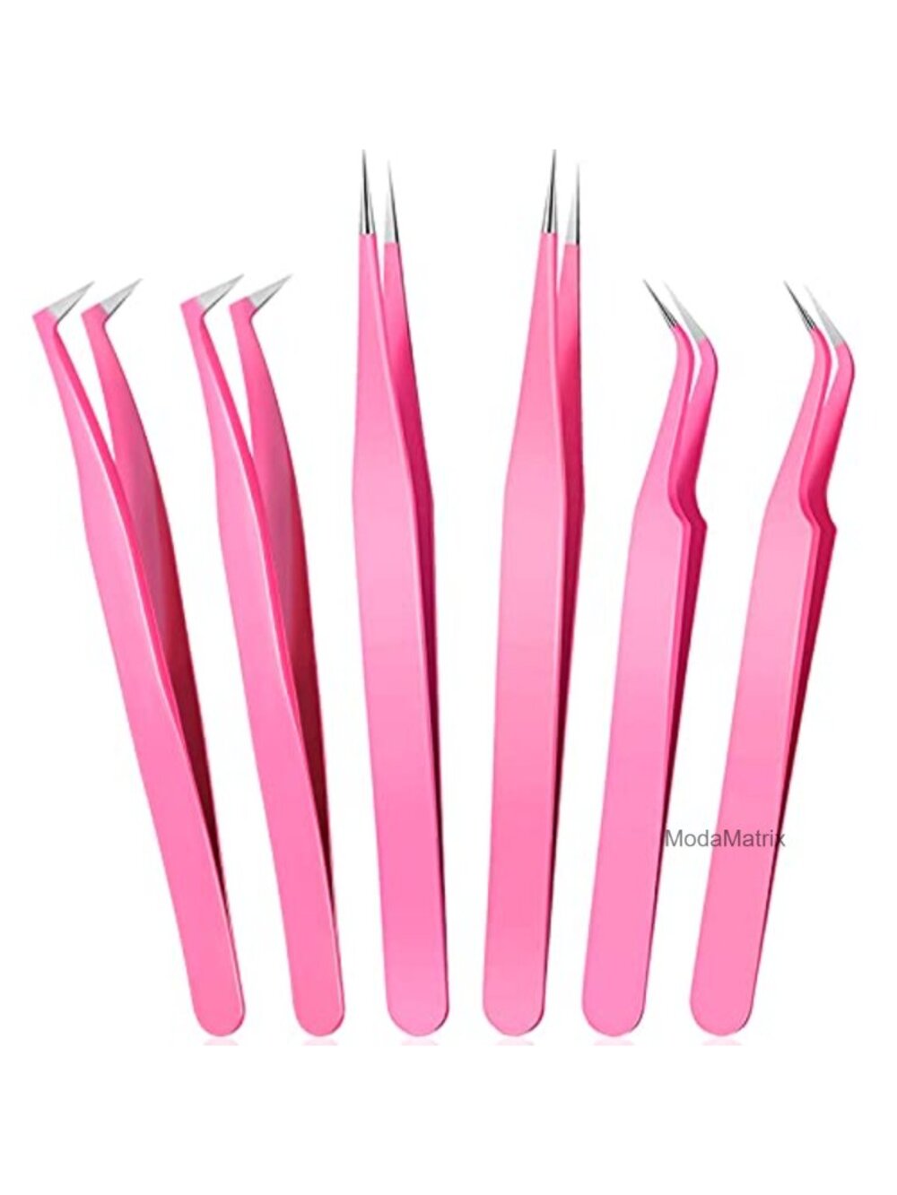 6 Pack Lash Extension Tweezers Set Stainless Steel Precision Tip
